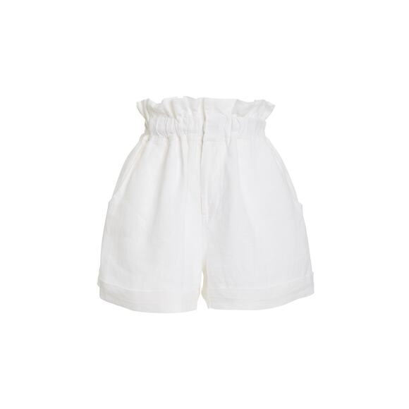 Posse Exclusive White 'Ducky' Oversized Paperbag-Waist Linen Shorts Size S - Picture 1 of 5